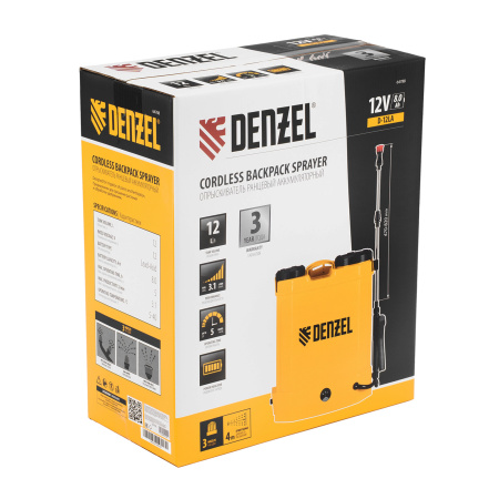 Опрыскиватель ранцевый аккумуляторный D-12LA, 12 л, 12 В, 8 Ач Denzel цена