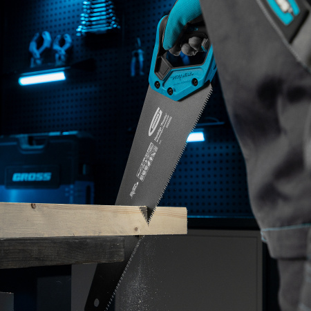 Ножовка по дереву "PIRANHA", 500 мм, 7 TPI, 3D-зуб, тефлоновое покрытие полотна, двухкомпонентная рукоятка Gross цена