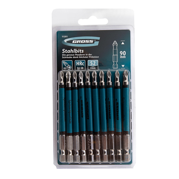 Бита PZ2 х 90, сталь S2, 10 шт. Gross