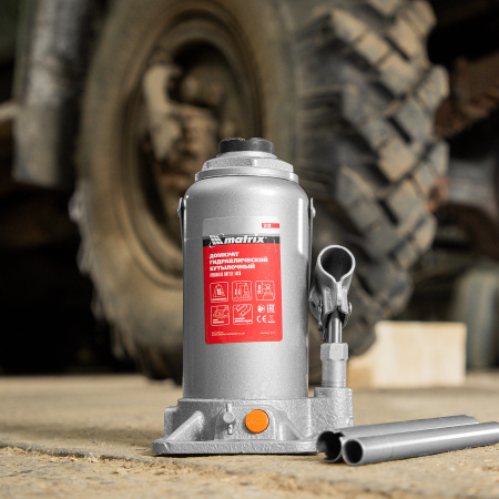 Домкрат гидравлический бутылочный, 16 т, h подъема 230-460 мм Matrix цена