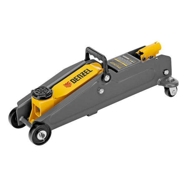 Домкрат гидравлический подкатной, 2 т, 135-385 мм, в пласт. кейсе Denzel цена