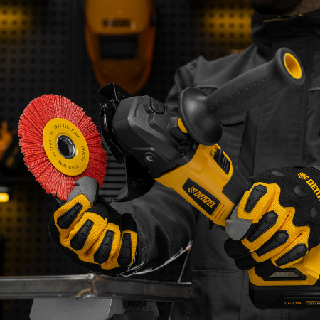 Щетка для УШМ, 125 мм, Плоская, нейлоновая щетина, посадка 22,2 мм Denzel