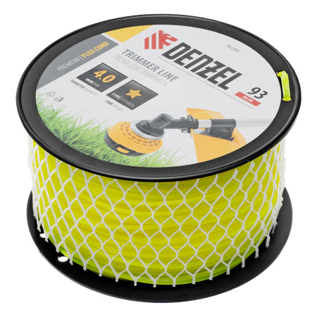 Леска для триммера звезда, 4,0мм х 93м, на DIN катушке FLEX CORD Denzel цена
