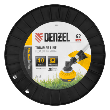 Леска для триммера двухкомпонентная квадрат, 4,0мм х 62м, на DIN катушке EXTRA CORD Denzel цена