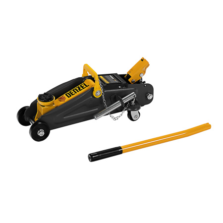 Домкрат гидравлический подкатной с фиксатором, 2 т, 130-330 мм Denzel цена