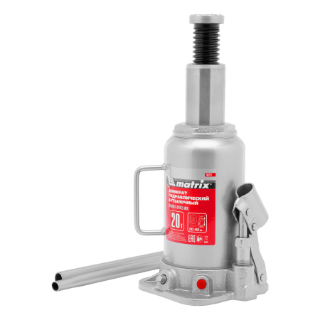 Домкрат гидравлический бутылочный, 20 т, высота подъема 242-452 мм Matrix цена