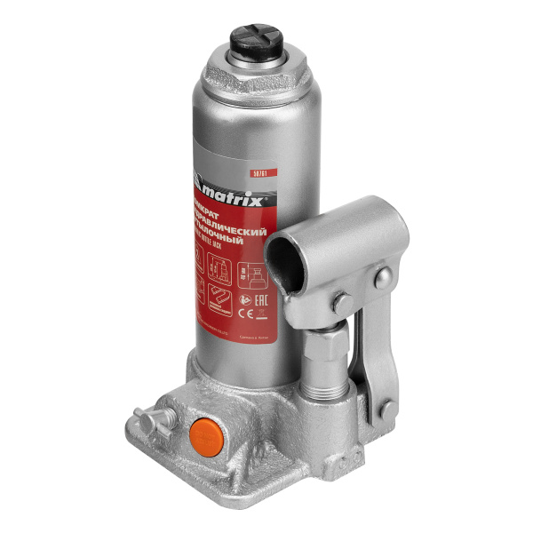 Домкрат гидравлический бутылочный, 2 т, h подъема 181-345 мм Matrix цена