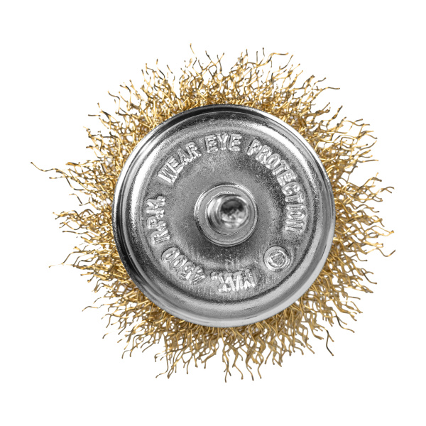 Щетка для дрели, 50 мм, "чашка" со шпилькой, латунированная витая проволока Matrix