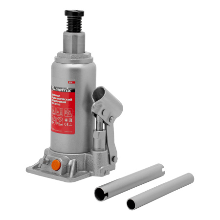 Домкрат гидравлический бутылочный, 5 т, h подъема 197-382 мм Matrix цена