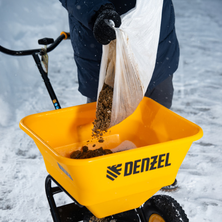 Механическая сеялка на колесах, 45 л Denzel цена