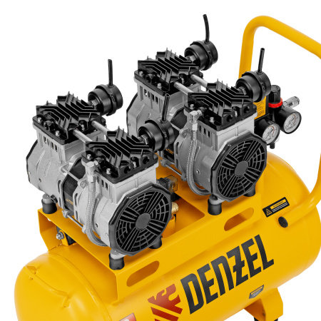 Компрессор безмасляный, малошумный DLS 2200/50, 2200 Вт, 2x1100, 50 л, 380 л/мин Denzel
