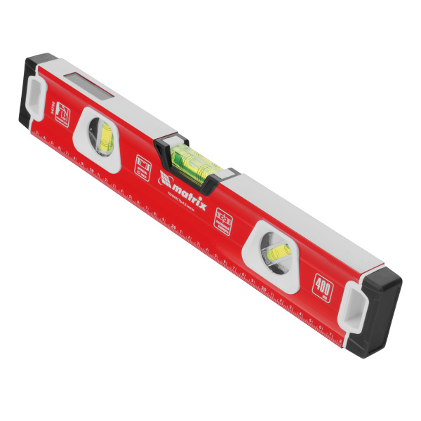 Уровень алюминиевый, магнит, фрезерованный, 3 глазка (1 зеркальный) 400 мм Matrix цена