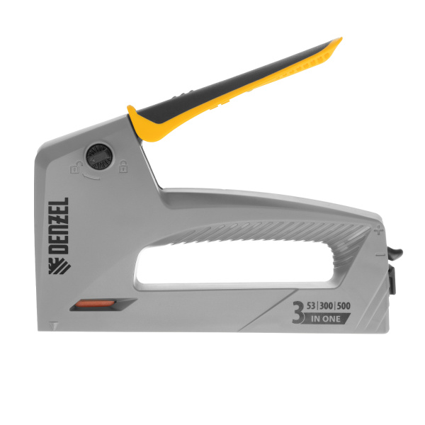 Степлер мебельный, пластиковый корпус, тип 53, 6-14 мм, тип 300, 15 мм, тип 500, 15 мм Denzel цена