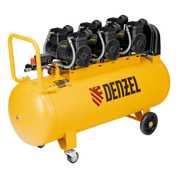 Компрессор безмасл. малошумн. DLP-4500/150, 4,5 кВт, 3х1,5 кВт,150 л, 2850 об/мин,750 л/мин Denzel