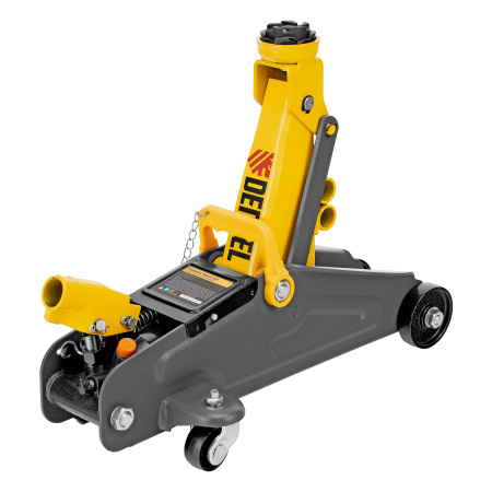 Домкрат гидравлический подкатной с фиксатором, 2 т, 130-330 мм Denzel цена