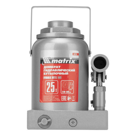 Домкрат гидравлический бутылочный, 25 т, высота подъема 230-360 мм Matrix цена