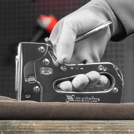 Степлер мебельный металлический регулируемый, тип скобы 53, 6-14 мм Matrix Professional цена