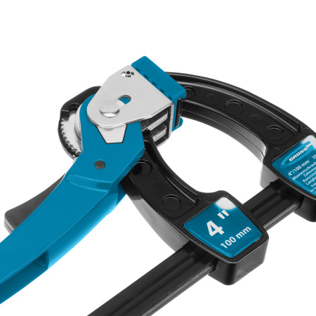 Струбцина реечная быстрозажимная 4, металлический корпус, рычажный храповой механизм, 100 мм Gross цена