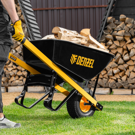 Тачка строительная, усиленная, объем 140 л, 230 кг, колесо 15х6.00-6 Denzel цена