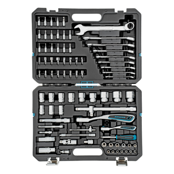 Набор инструментов, 1/4", 1/2", CrV, 120 зубьев, 82 предмета Gross