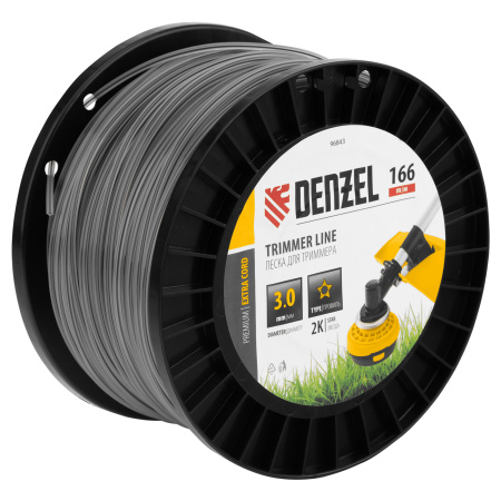 Леска для триммера двухкомпонентная звезда, 3,0мм х 166м, на DIN катушке EXTRA CORD Denzel цена