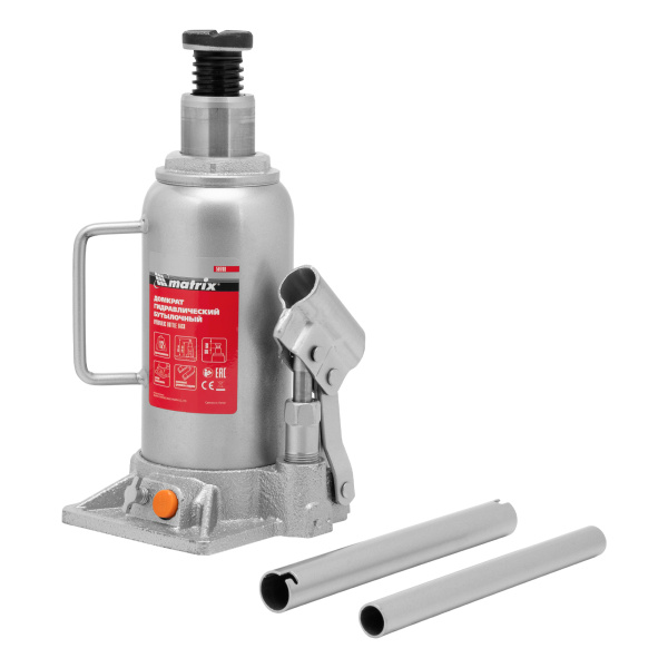 Домкрат гидравлический бутылочный, 12 т, h подъема 230-465 мм Matrix цена