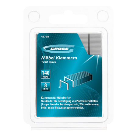 Скобы, 8 мм, для мебельного степлера, усиленные, тип 140,1250 шт Gross цена
