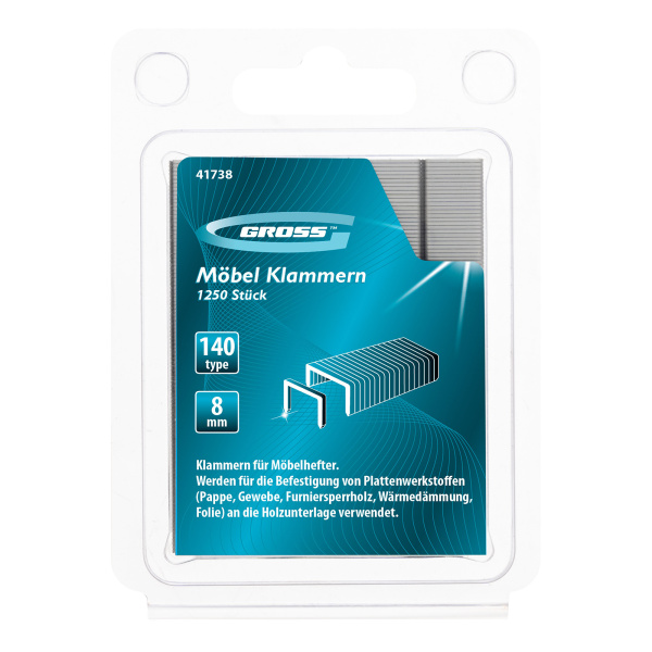 Скобы, 8 мм, для мебельного степлера, усиленные, тип 140,1250 шт Gross цена