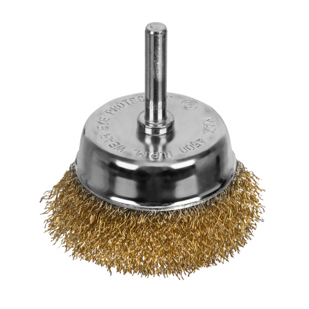 Щетка для дрели, 65 мм, "чашка" со шпилькой, латунированная витая проволока Matrix