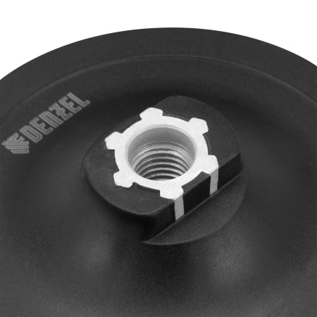 Тарелка опорная для дрели и УШМ с липучкой, 125 мм, стандартная, с адаптером c М14 на d8 Denzel