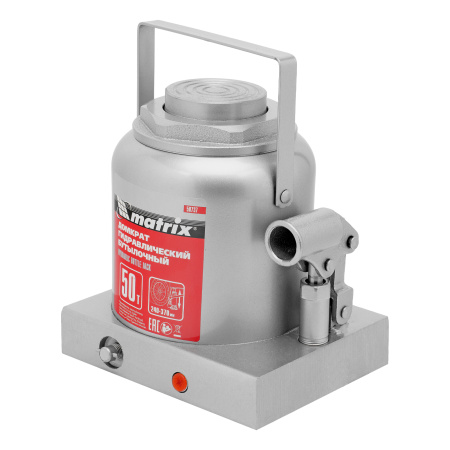 Домкрат гидравлический бутылочный, 50 т, высота подъема 240-370 мм Matrix цена