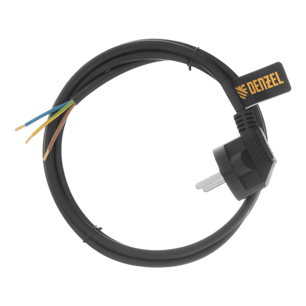 Шнур сетевой Energy Series, ПВС, 1,5 м, 3 x 1 мм, с неразборной вилкой, черный, Denzel цена