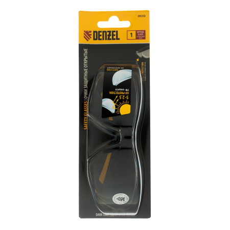 Очки защитные открытые, поликарбонатные, дымчатая линза Denzel цена