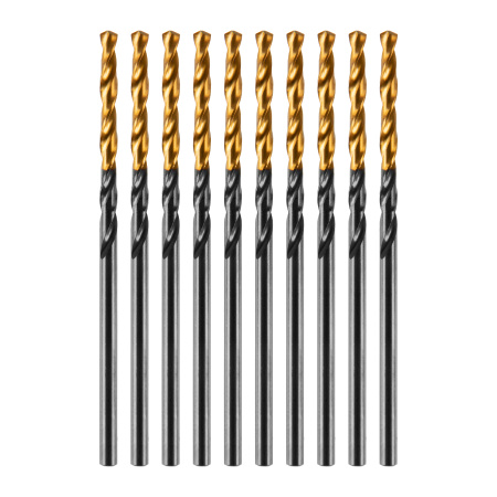 Сверло по металлу, 2 мм, HSS-Tin, Golden Tip, 10 шт. Denzel