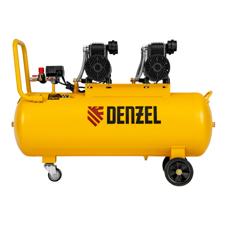 Компрессор безмасл. малошумный DLP-3000/100, 3 кВт, 2х1,5 кВт,100 л, 2850 об/мин,500 л/мин Denzel