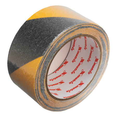 Лента клейкая противоскользящая, черно-желтая 50 мм x 5 м Matrix цена