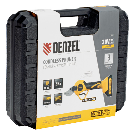 Секатор аккумуляторный, бесщет., CP-30BL, Li-Ion, 20 В, лезвия SK5 // Denzel цена