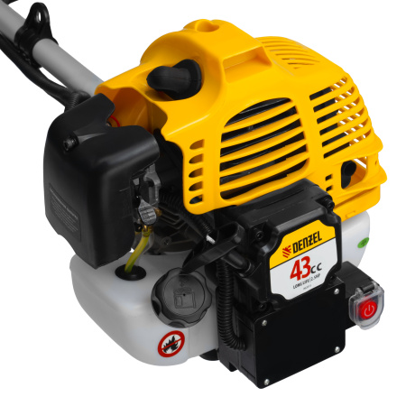 Триммер бензиновый DT-43E, 43 см3, неразъемная штанга, электростартер, состоит из 2 частей Denzel цена