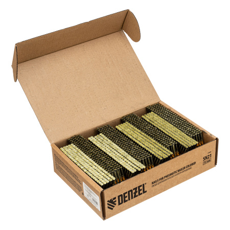 Гвозди для пнев. нейлера (крашен.) длина - 75 мм, диам. - 3,05 мм, 2000 шт. Denzel цена