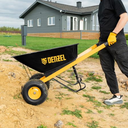 Тачка строительная, усиленная, объем 140 л, 250 кг, двухколесная, колесо 15х6.00-6 Denzel цена