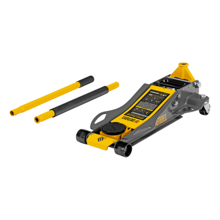 Домкрат гидравлический подкатной, 3 т, 75-500 мм, быстрый подъем, низкий подхват, проф. Denzel цена