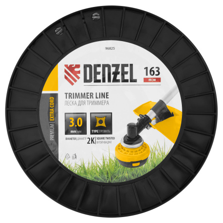 Леска для триммера двухкомпонентная витой квадрат, 3,0мм х 163м, на DIN катушке EXTRA CORD Denzel цена
