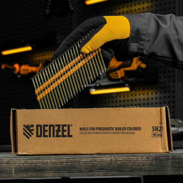 Гвозди для пнев. нейлера (крашен.) длина - 90 мм, диам. - 3,05 мм, 2000 шт. Denzel цена