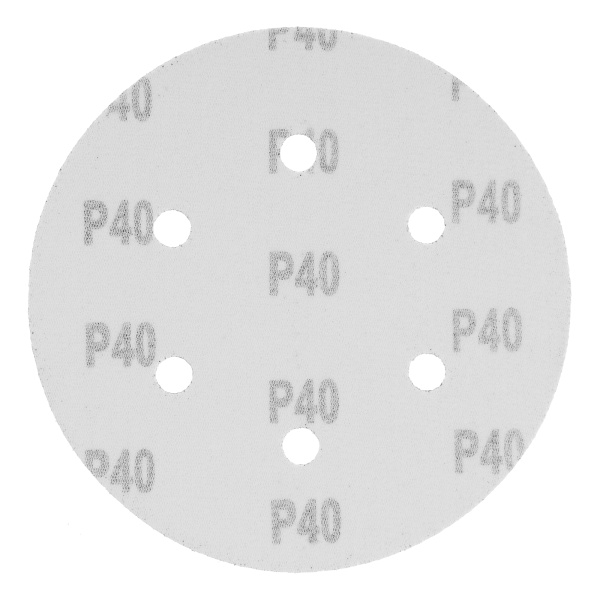 Круг абразивный на ворсовой подложке под "липучку", перфорированный, P 40, 150 мм, 5 шт Matrix