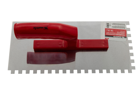 Гладилка из нержавеющей стали, 280 х 130 мм, зеркальная полировка, пластмассовая ручка, зуб 8 х 8 мм Matrix цена