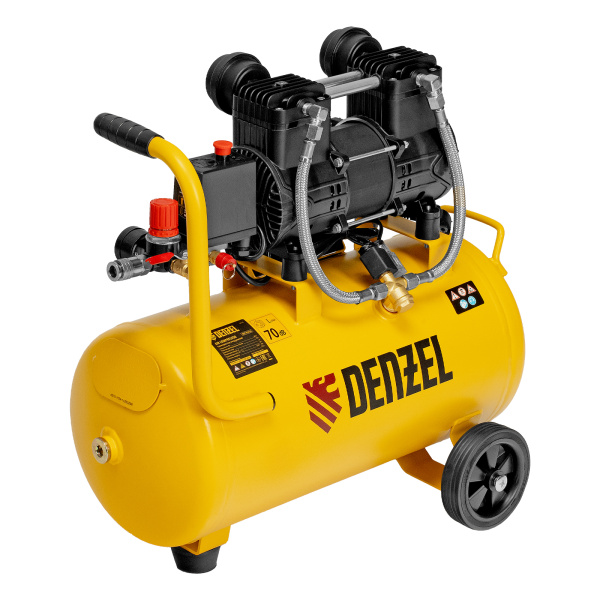 Компрессор безмасл. малошумный DLP-950/24, 950Вт,24 л, 2850 об/мин, 170 л/мин Denzel