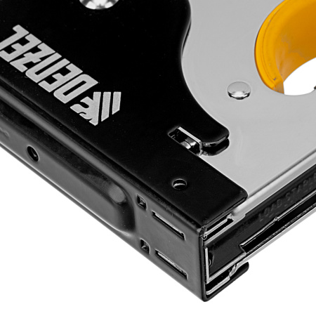 Степлер металл., скобы в комплекте, плавная регулировка удара, 2К рукоятка, тип 53, 4-14 мм Denzel цена