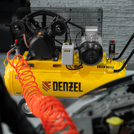 Компрессор воздушный рем. привод BCV 4000-T/100, 4,0 кВт, 100 литров, 690 л/мин Denzel