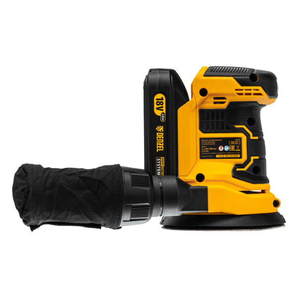 Машина шлифовальная эксцентриковая аккумуляторная COS-125, 18В Li-Ion Denzel