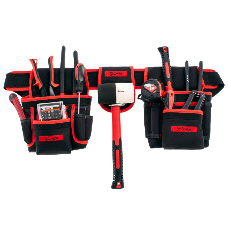 Сумка-пояс двойная, 20 карманов, держатель для молотка Matrix цена